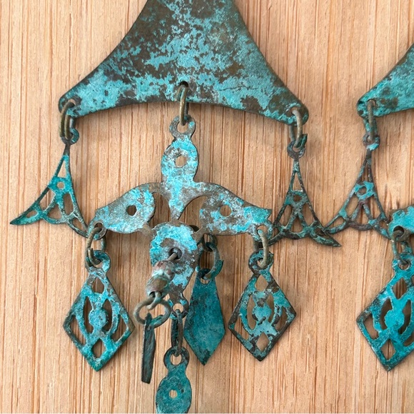 Statement Boho Wind Chime Dangler Earrings - Picture 5 of 10